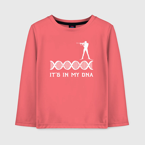 Детский лонгслив Биатлон в моем ДНК / Коралловый – фото 1