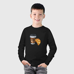 Лонгслив хлопковый детский Кофе с круассаном, цвет: черный — фото 2