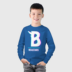 Лонгслив хлопковый детский Символ Beastars в стиле glitch, цвет: синий — фото 2
