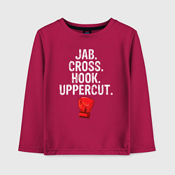Лонгслив хлопковый детский Джеб Кросс Хук Апперкот, цвет: маджента