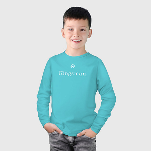 Детский лонгслив Kingsman - логотип / Бирюзовый – фото 3