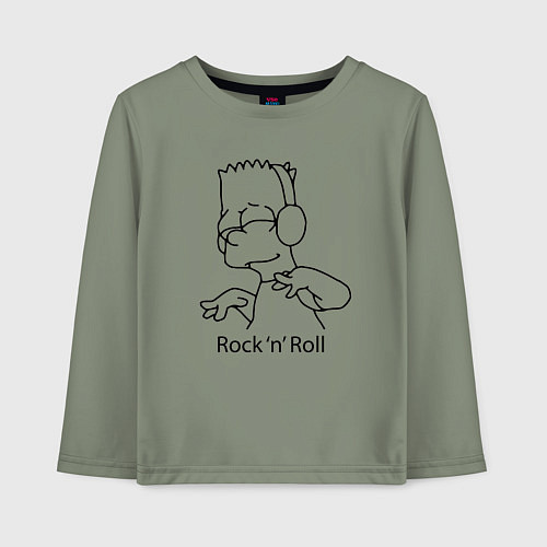 Детский лонгслив Bart Simpson - Rock n Roll / Авокадо – фото 1
