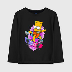 Лонгслив хлопковый детский Барт Симпсон на скейтборде - Eat my shorts!, цвет: черный