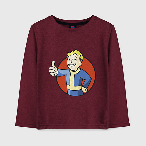 Детский лонгслив Vault boy like / Меланж-бордовый – фото 1