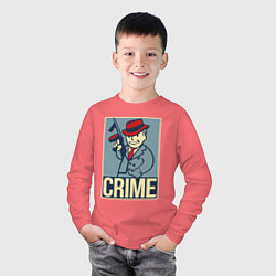 Лонгслив хлопковый детский Vault crime boy, цвет: коралловый — фото 2