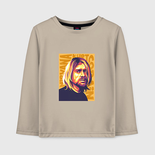 Детский лонгслив Nirvana - Cobain / Миндальный – фото 1