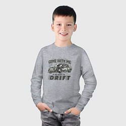 Лонгслив хлопковый детский Come with me if you want to drift - ВАЗ 2105, цвет: меланж — фото 2