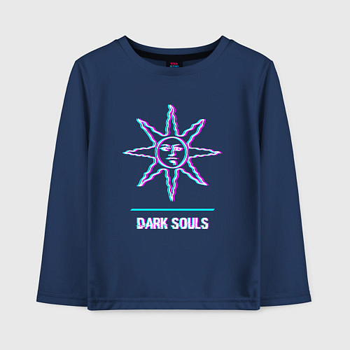 Детский лонгслив Dark Souls в стиле glitch и баги графики / Тёмно-синий – фото 1