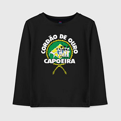 Лонгслив хлопковый детский Capoeira - Cordao de ouro flag of Brazil, цвет: черный