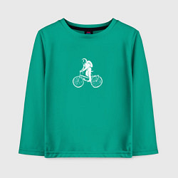 Лонгслив хлопковый детский По космосу на велосипеде, цвет: зеленый