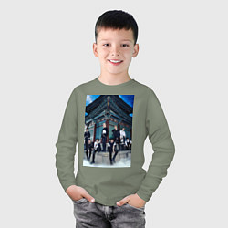 Лонгслив хлопковый детский Stray Kids Thunderous, цвет: авокадо — фото 2