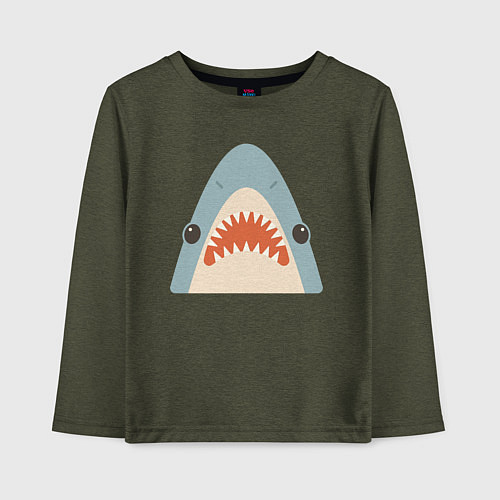 Детский лонгслив Милая маленькая акула / Меланж-хаки – фото 1