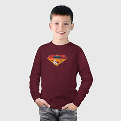 Лонгслив хлопковый детский Супермен и его пес Крипто DC Лига Суперпитомцы, цвет: меланж-бордовый — фото 2
