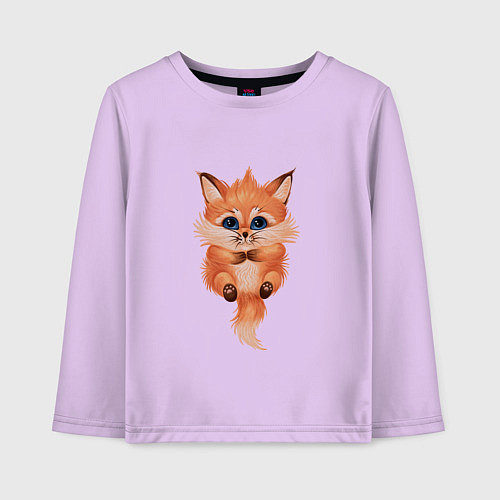 Детский лонгслив Лисёнок с большими глазами / Лаванда – фото 1