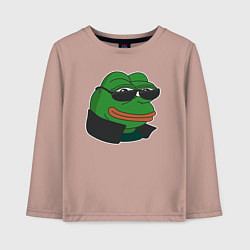 Лонгслив хлопковый детский Лягушонок Пепе крутой, цвет: пыльно-розовый