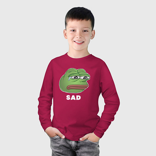 Детский лонгслив Sad Pepe art / Маджента – фото 3