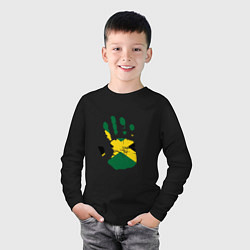 Лонгслив хлопковый детский Hand Jamaica, цвет: черный — фото 2