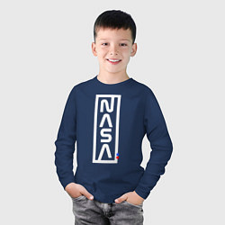 Лонгслив хлопковый детский Наса - logo, цвет: тёмно-синий — фото 2