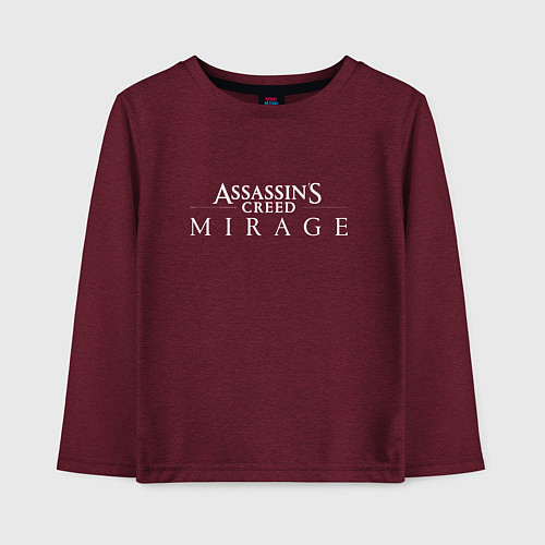 Детский лонгслив Assassins creed логотип / Меланж-бордовый – фото 1