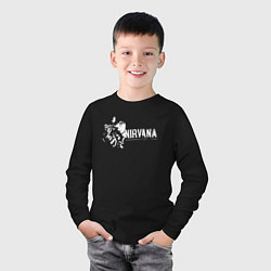 Лонгслив хлопковый детский Nirvana-Курт и гитара, цвет: черный — фото 2