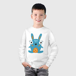 Лонгслив хлопковый детский Смешной круглый заяц, глазастый кролик, цвет: белый — фото 2