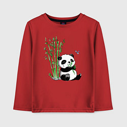 Лонгслив хлопковый детский Панда бамбук и стрекоза, цвет: красный