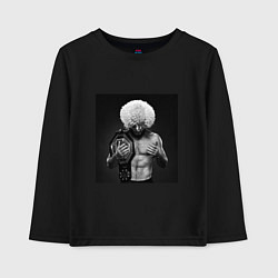 Лонгслив хлопковый детский Хабиб Нурмагомедов чемпион, цвет: черный