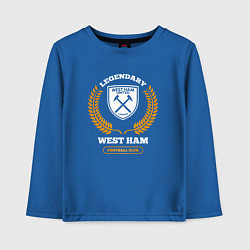 Лонгслив хлопковый детский Лого West Ham и надпись legendary football club, цвет: синий