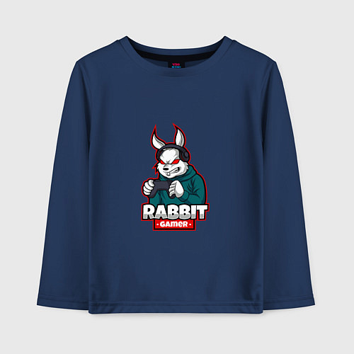 Детский лонгслив Rabbit Gamer / Тёмно-синий – фото 1