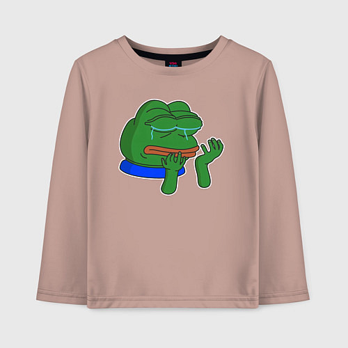 Детский лонгслив Лягушонок Пепе в слезах / Пыльно-розовый – фото 1