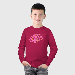 Лонгслив хлопковый детский New Jeans, цвет: маджента — фото 2