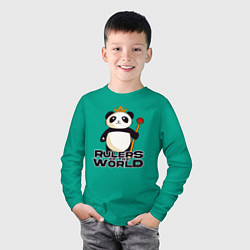 Лонгслив хлопковый детский Панда - Правители Мира, цвет: зеленый — фото 2