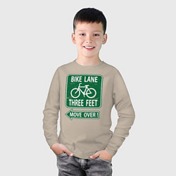 Лонгслив хлопковый детский Велосипедная дорожка - подвинься, цвет: миндальный — фото 2