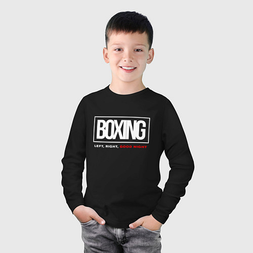Детский лонгслив Boxing good night / Черный – фото 3