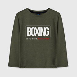 Лонгслив хлопковый детский Boxing good night, цвет: меланж-хаки