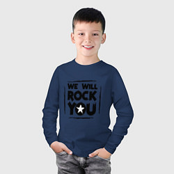 Лонгслив хлопковый детский We rock you, цвет: тёмно-синий — фото 2