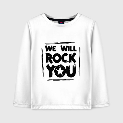 Детский лонгслив We rock you / Белый – фото 1