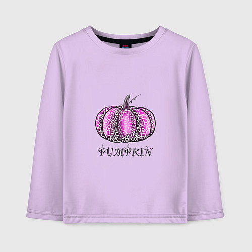 Детский лонгслив Тыква с надписью / Лаванда – фото 1