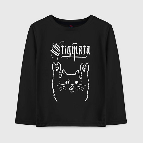 Детский лонгслив Stigmata рок кот / Черный – фото 1