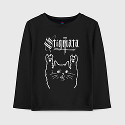 Лонгслив хлопковый детский Stigmata рок кот, цвет: черный