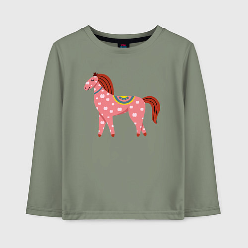 Детский лонгслив Красочная лошадка / Авокадо – фото 1