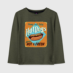 Лонгслив хлопковый детский Hot Dogs - always hot & Fresh!, цвет: меланж-хаки