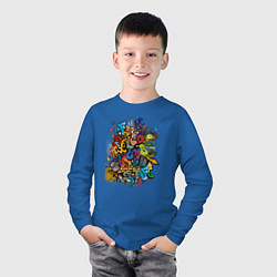 Лонгслив хлопковый детский Граффити лицо и монстрики, цвет: синий — фото 2