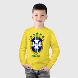 Лонгслив хлопковый детский Brasil CBF, цвет: желтый — фото 2