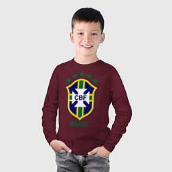 Лонгслив хлопковый детский Brasil CBF, цвет: меланж-бордовый — фото 2