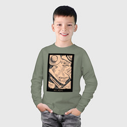 Лонгслив хлопковый детский Карта приключений - Ван Пис, цвет: авокадо — фото 2