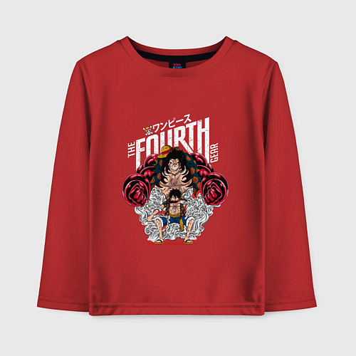 Детский лонгслив Луффи 4 гир - Упругий человек / Красный – фото 1