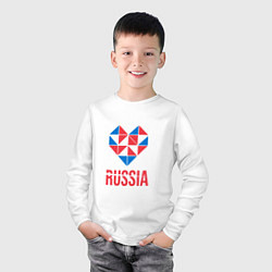 Лонгслив хлопковый детский Россия в моём сердце, цвет: белый — фото 2