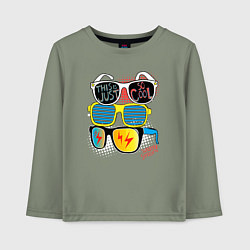Лонгслив хлопковый детский Поп арт очки, цвет: авокадо
