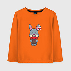 Лонгслив хлопковый детский Кролик и сердечки, цвет: оранжевый